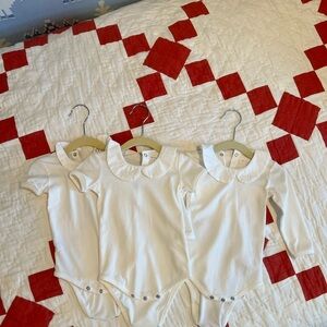 Maisonette Maison Me Set of Three White Peter Pan Collar Baby Bodysuits 6-12M